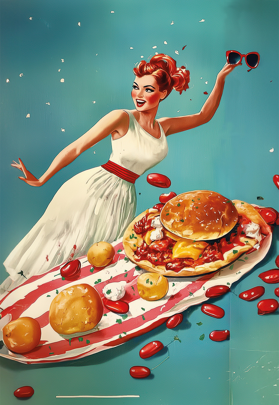 Funk Food: Comic zeigt Frau mit Sonnenbrille in der Hand